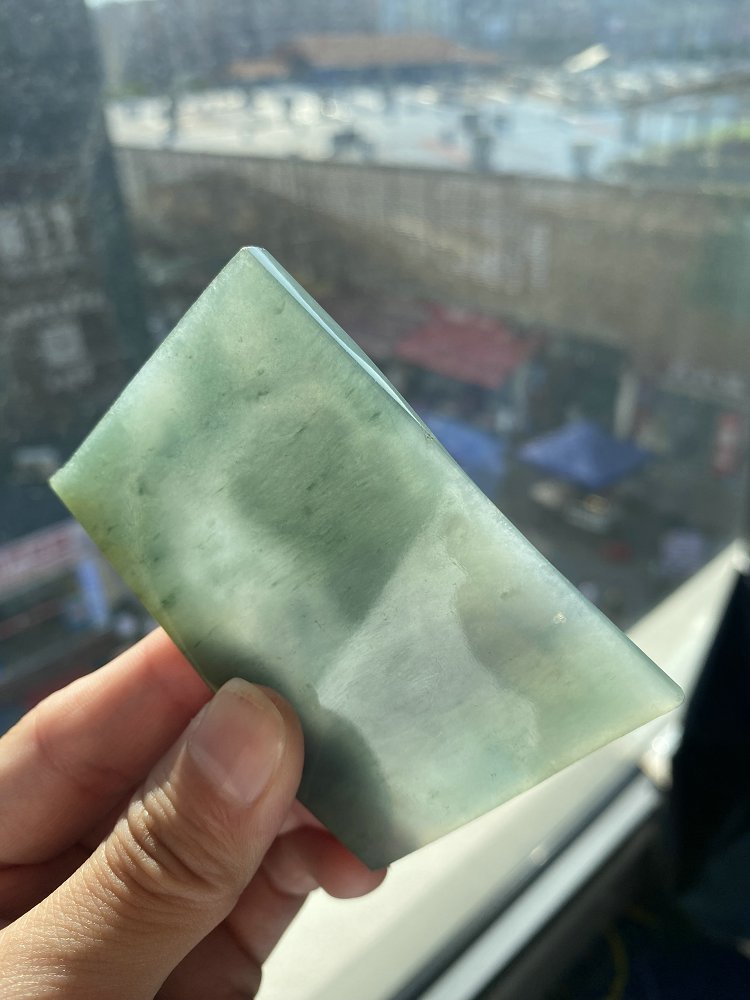 翠润方牌 天然 A 货冰种晴水绿翡翠方牌毛料